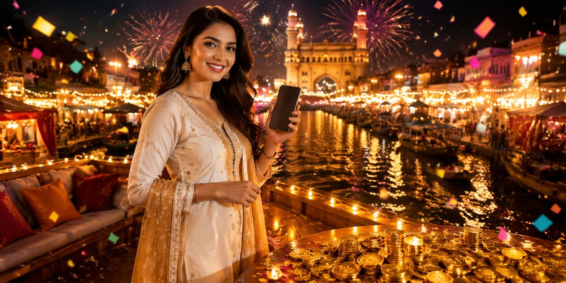 Hyderabad Charminar area with lottery and online betting